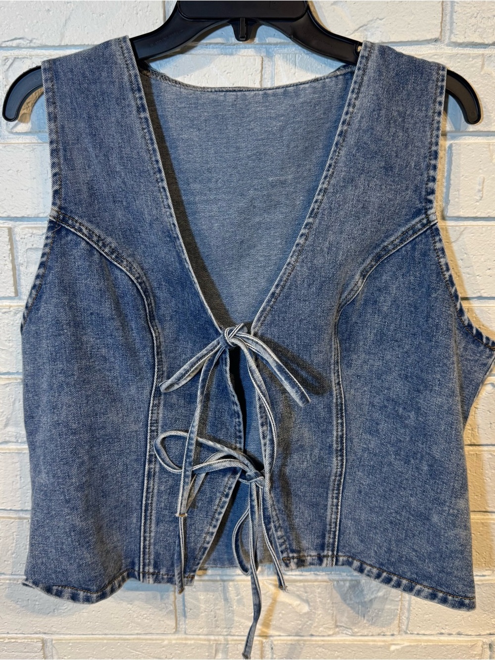 SHEIN Curve Denim Lace-Up Crop Vest Womens 1X